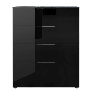 Auslauf 🤩 83x101x42 Schwarze Kommode Mit Beschichtung Aus Glas – Ceremon ❤️ 10